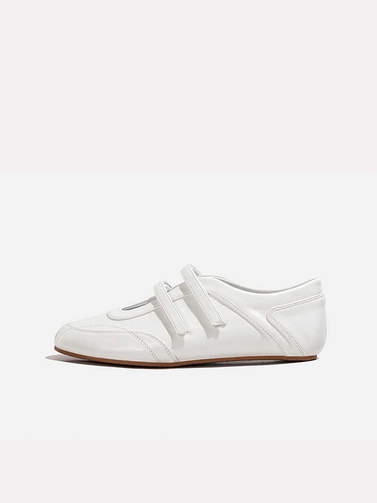White Leather Hidden Wedge Mary Jane Sneakers