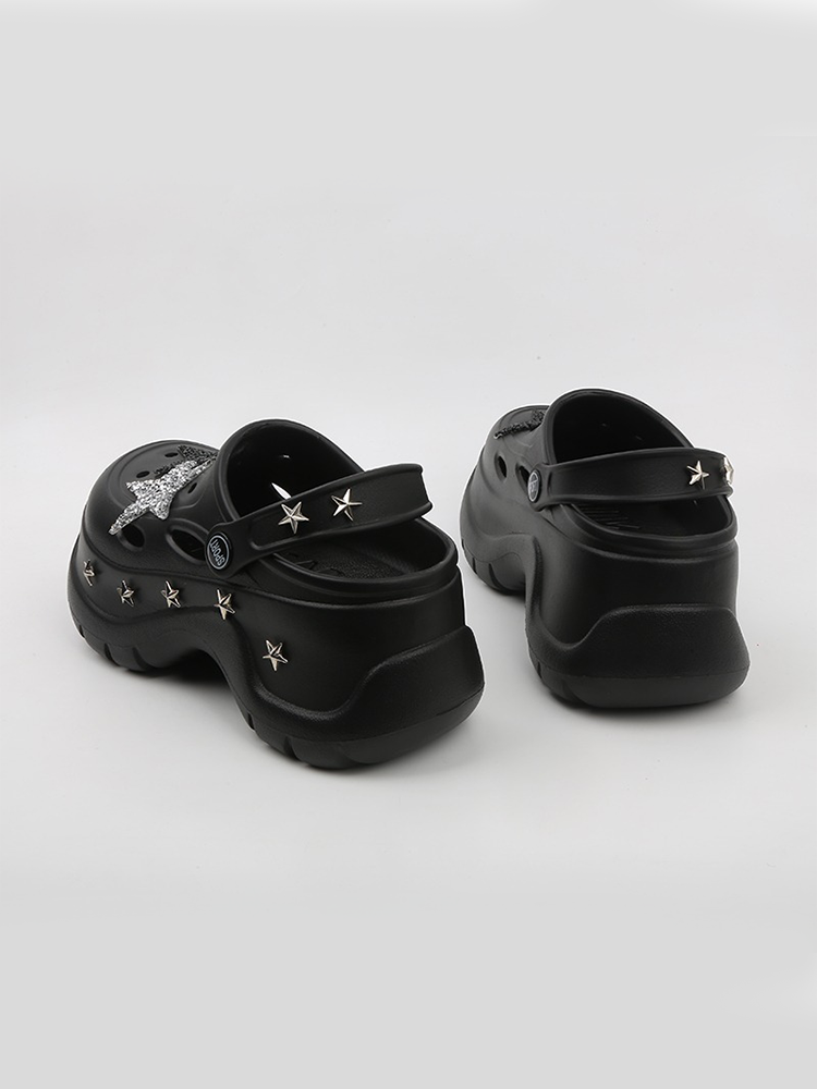 Star Cutout Platform Clog Sandals – Y2K Two-Way Style