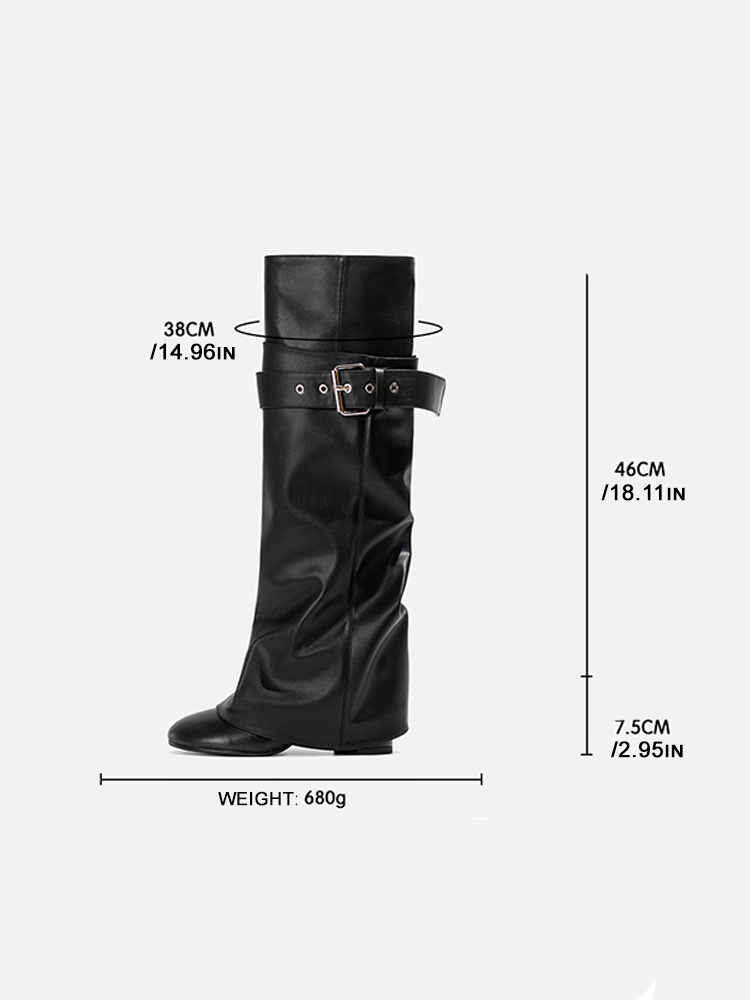 Pointed Belted Tall Riding Boots