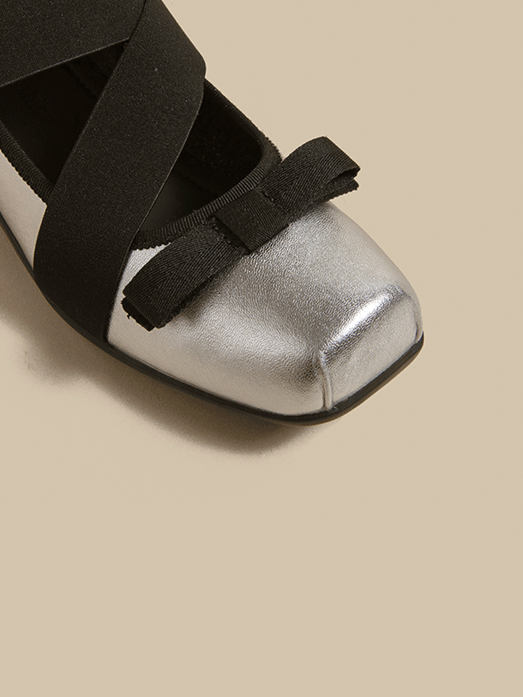 Leather Square Toe Cross-Strap Mary Jane Shoes