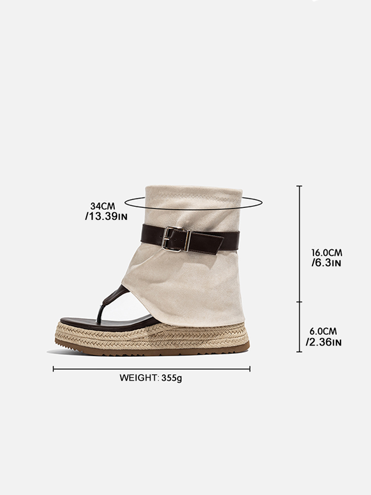 Open-Toe Belted Boots Sandals