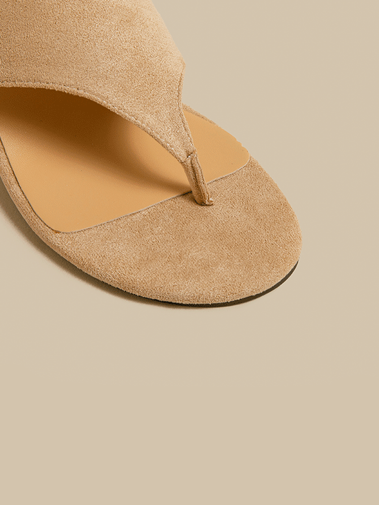 Suede Wedge Toe-Post Sandals