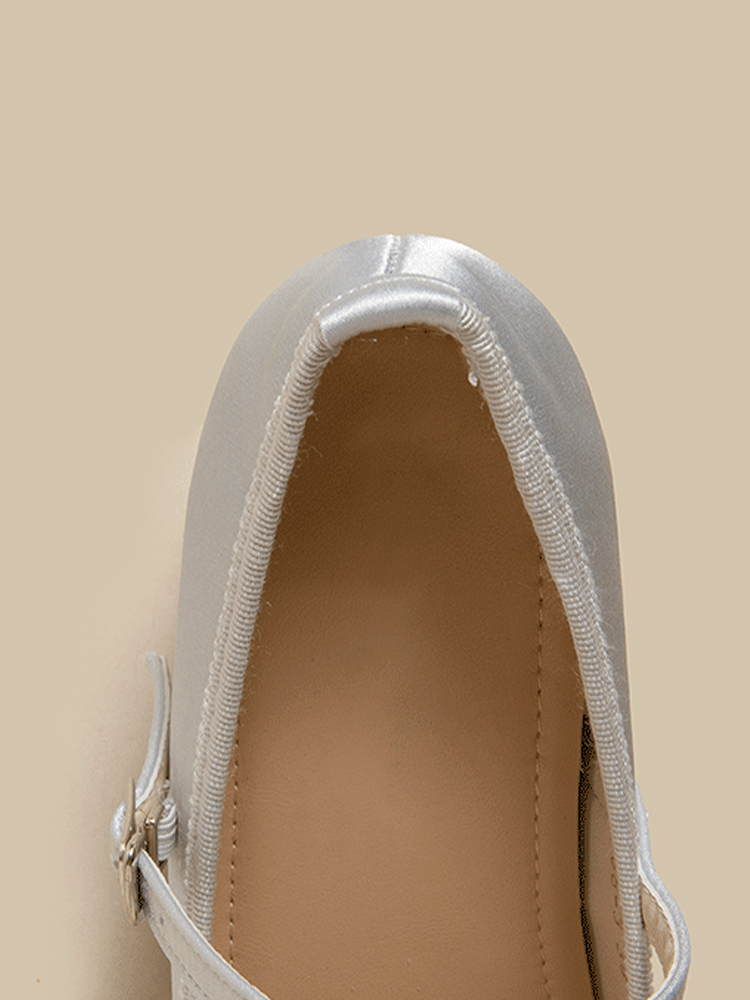 Satin Block Heel Ballet Shoes