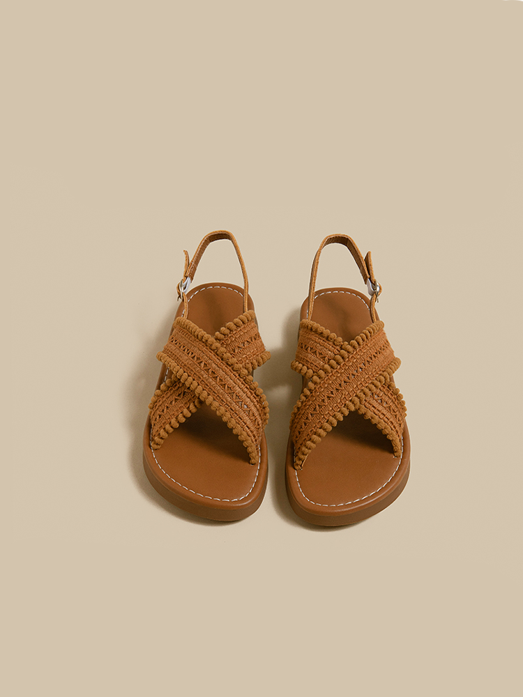 Woven Cross-Strap Vacation Sandals