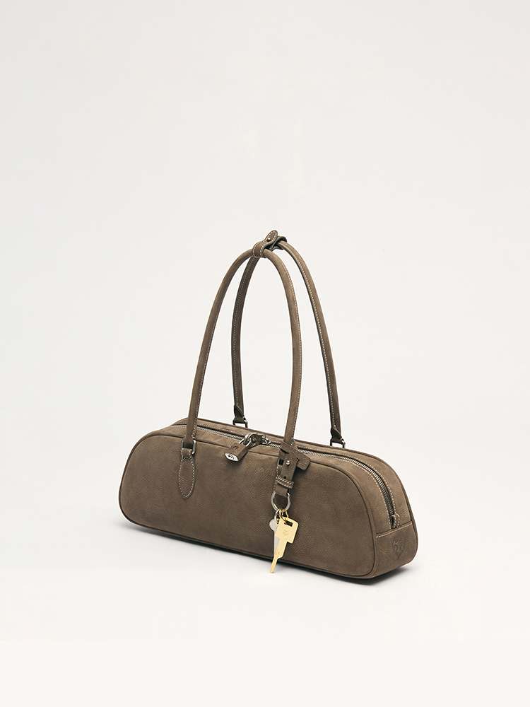 Lychee Leather Baguette Bag