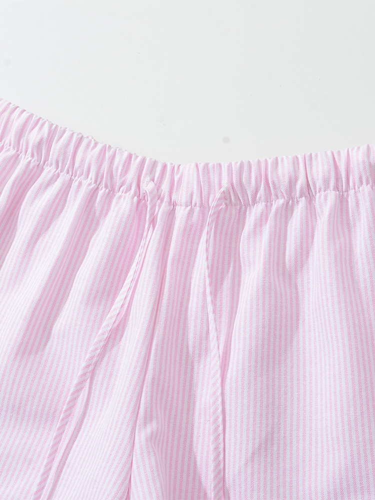 Striped Lace Trim Low Waist Shorts