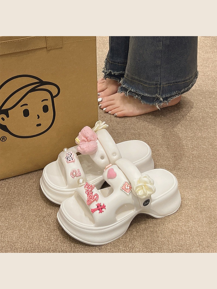 Bow Flower Platform Slides – 2-Way Cute Summer Sandals