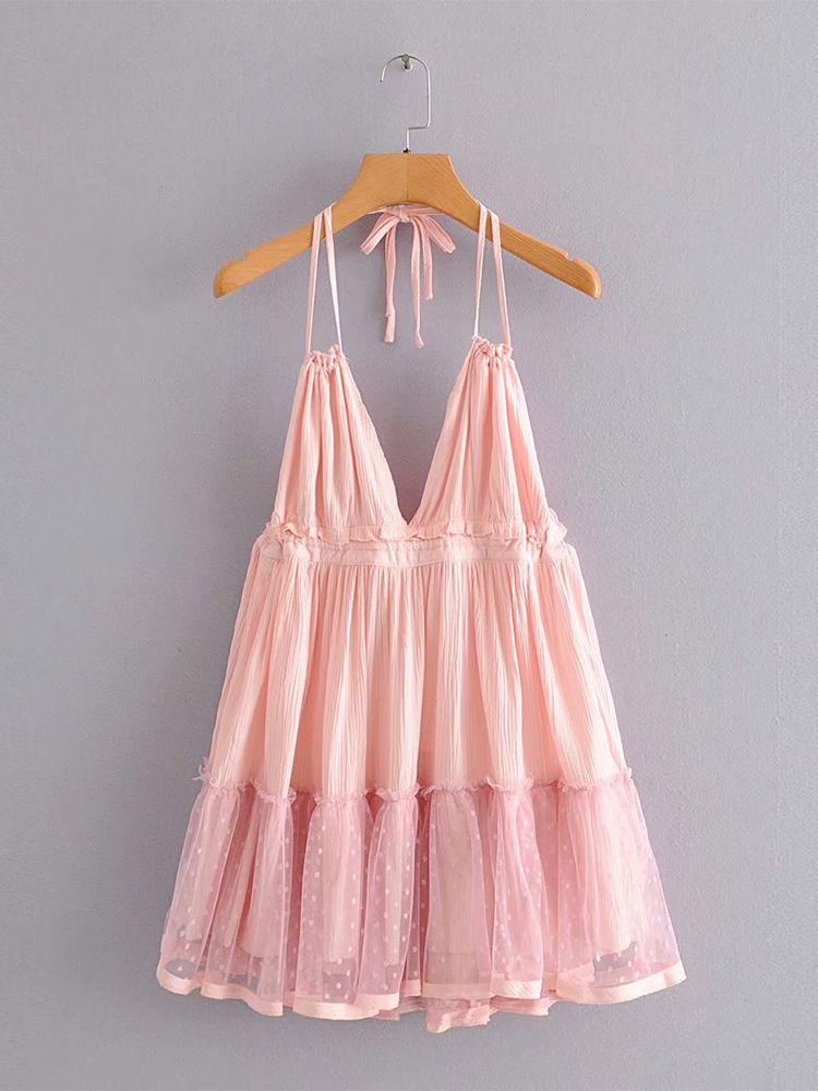 Lace Halter Backless Maxi Dress