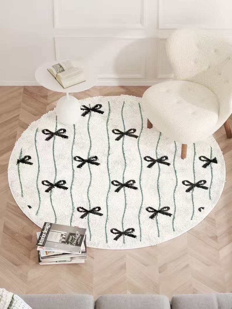 Cute Bow Thick Luxury Round Rug