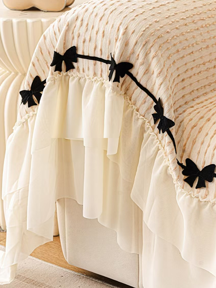 Elegant French Ruffle Sofa Cover Anti Slip Anti Cat Scratch