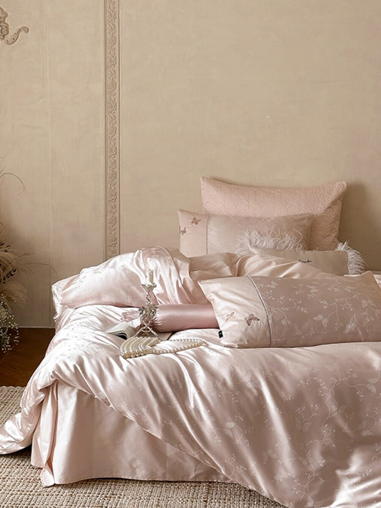 Luxury Jacquard Embroidered Long Staple Cotton Bedding Set Flat Sheet