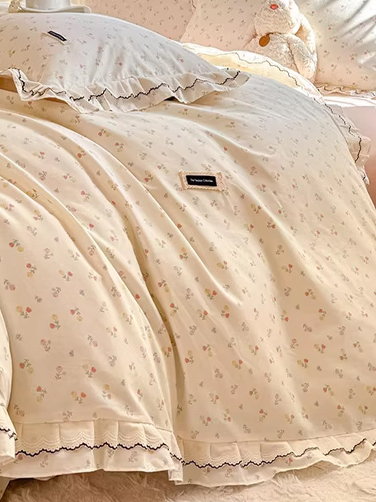 Princess Fresh Cotton Bedding Set Floral Flat Sheet