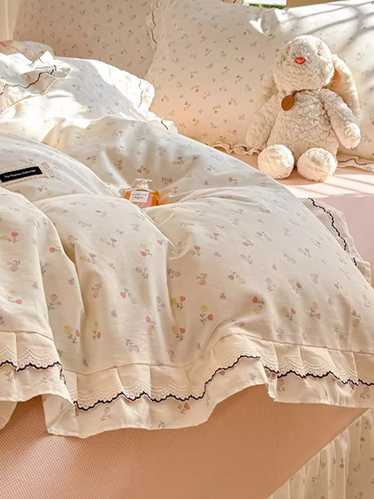 Princess Fresh Cotton Bedding Set Floral Flat Sheet