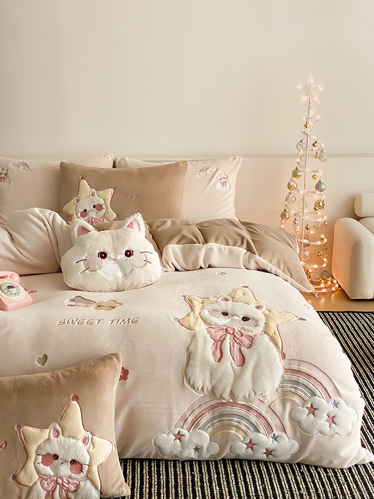 Romantic Princess Ultra Soft Plush Fleece Bedding Set Flat Sheet