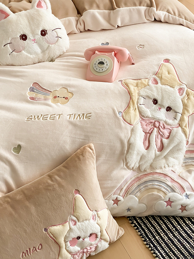 Romantic Princess Ultra Soft Plush Fleece Bedding Set Flat Sheet