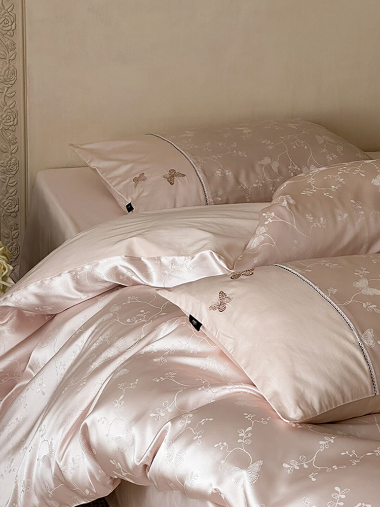 Luxury Jacquard Embroidered Long Staple Cotton Bedding Set Flat Sheet