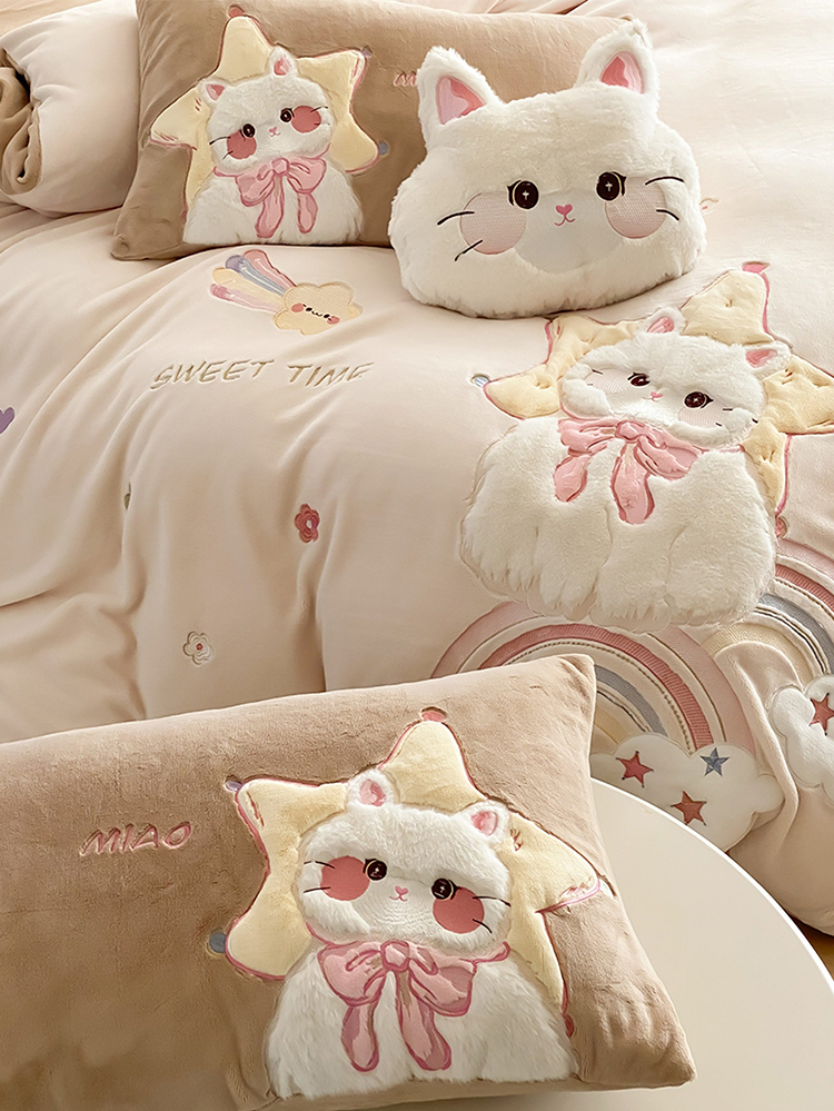 Romantic Princess Ultra Soft Plush Fleece Bedding Set Flat Sheet