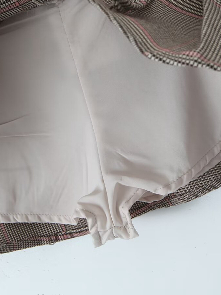 Plaid Pleated Mini Skirt with Bow Detail