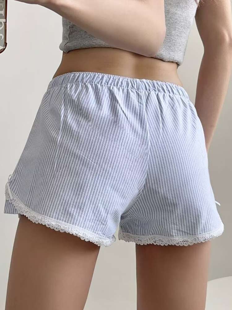 Vintage Bow Lace Trim Shorts