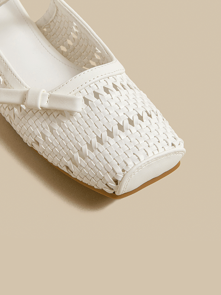 Square Toe Woven Mule Sandals