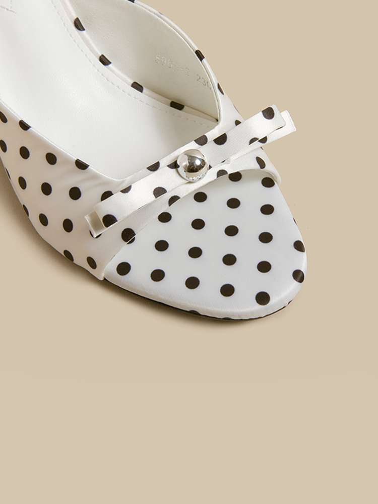 Polka Dot Pointed Toe Bow Sandals