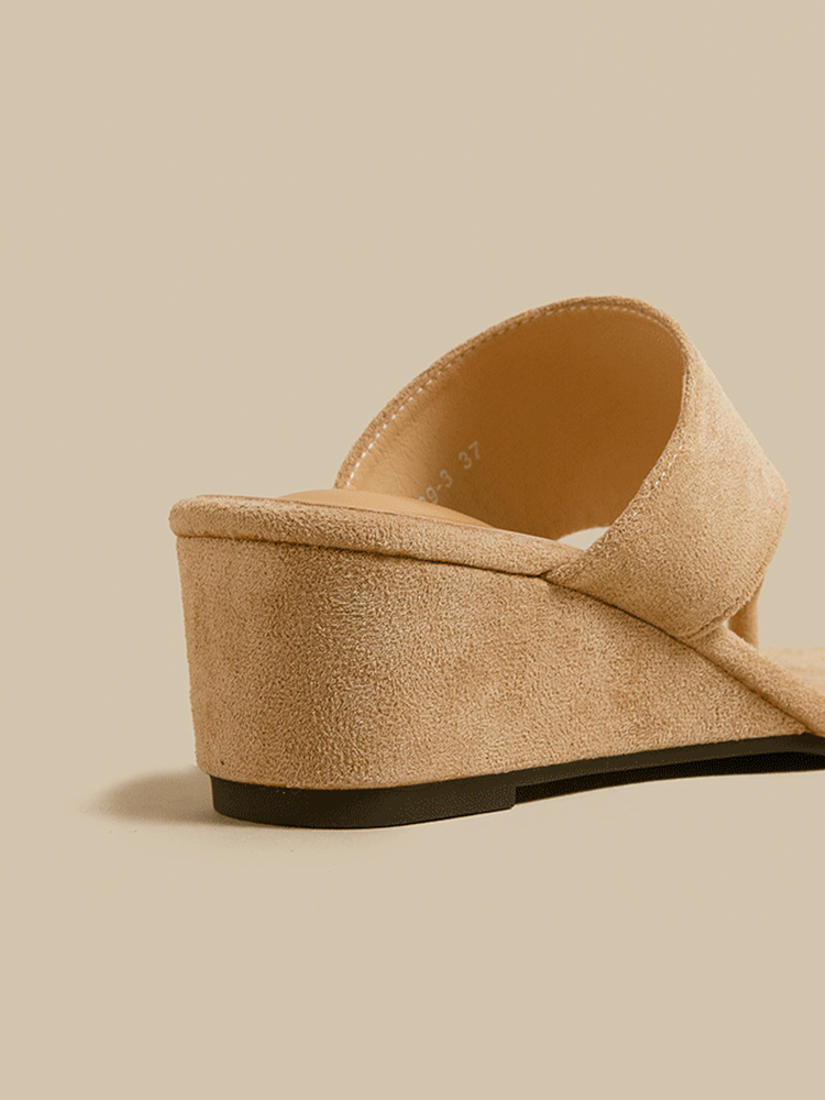 Suede Wedge Toe-Post Sandals