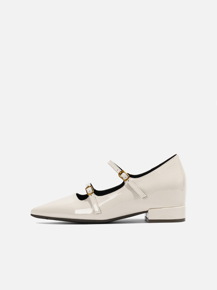 Hidden Wedge French Pointed Toe Mary Jane Flats