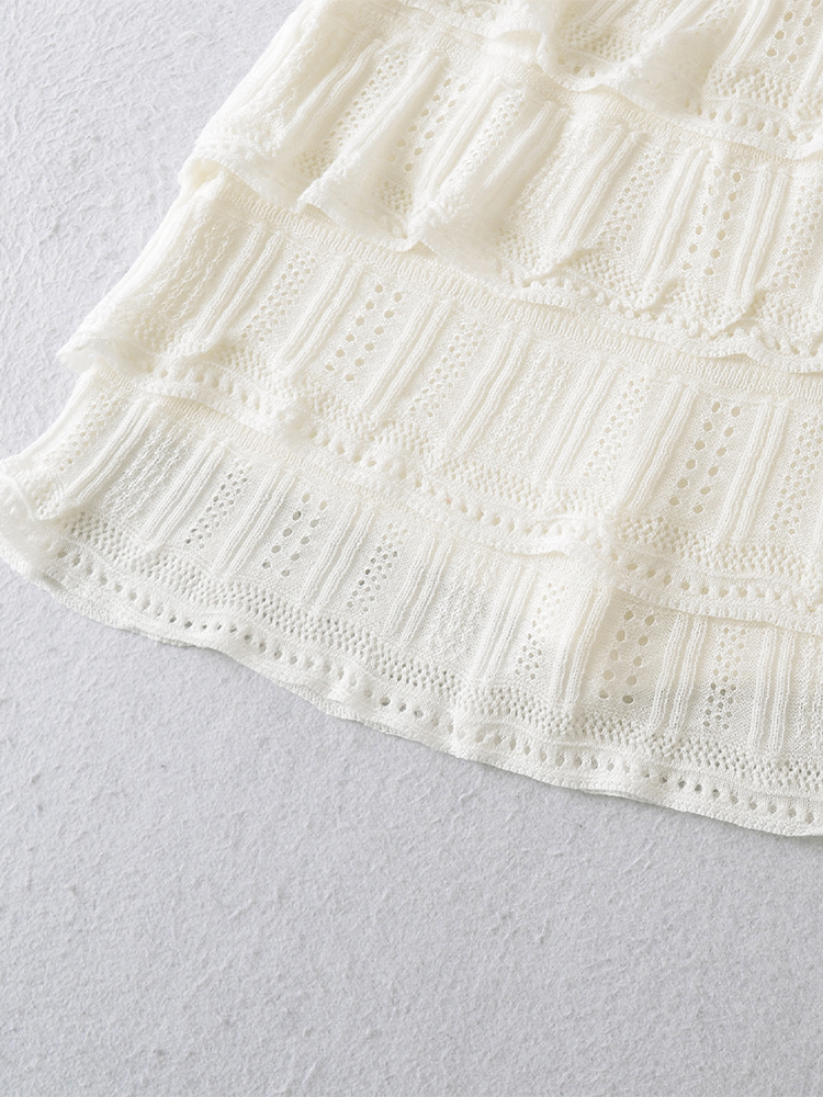 Ruffled Knit Lace Mini Skirt