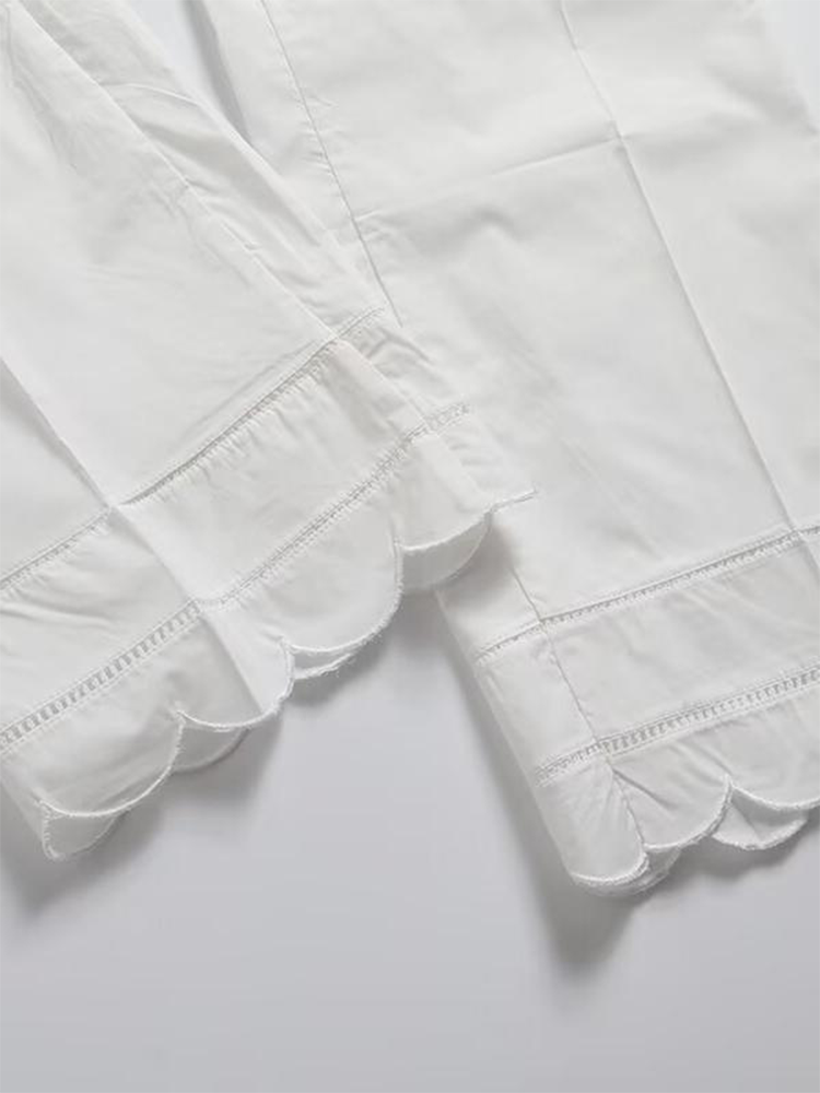 Cotton Lace Embroidered Wide Leg Pants