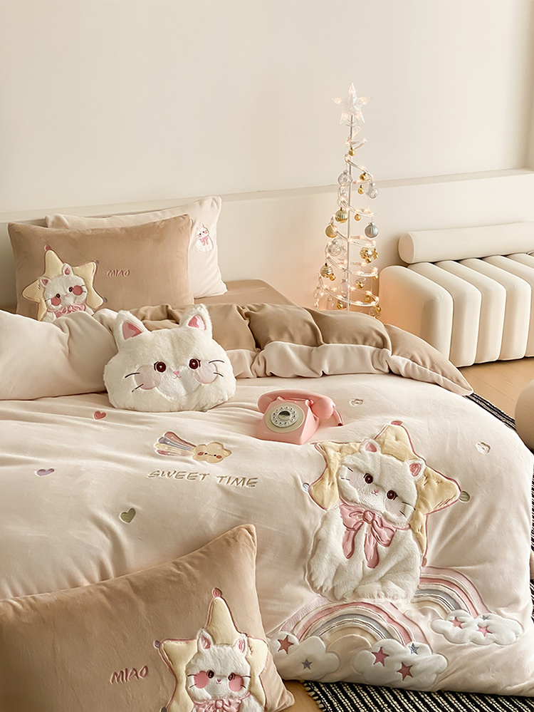 Romantic Princess Ultra Soft Plush Fleece Bedding Set Flat Sheet
