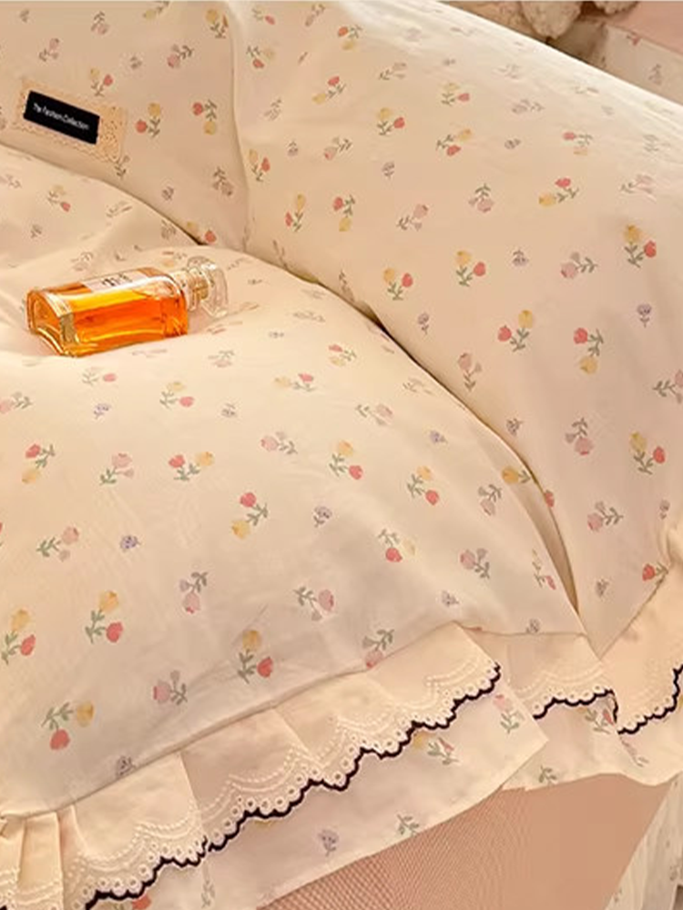Princess Fresh Cotton Bedding Set Floral Flat Sheet