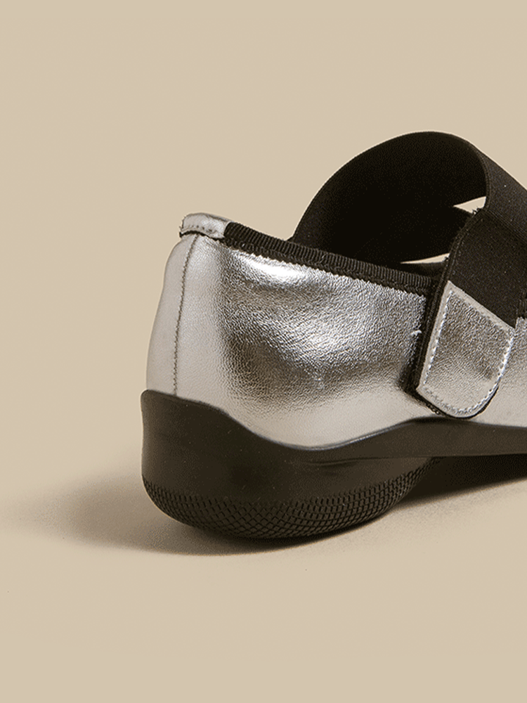 Leather Square Toe Cross-Strap Mary Jane Shoes
