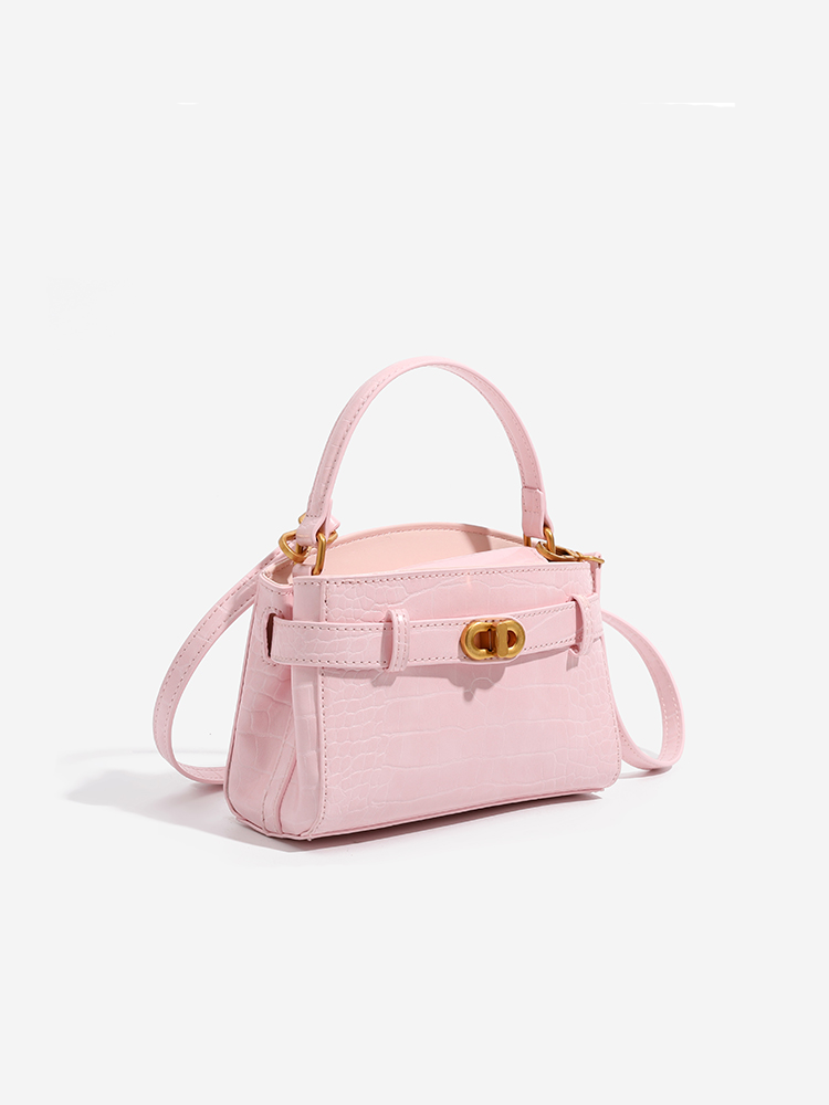 Crocodile Print Leather Kelly Bag