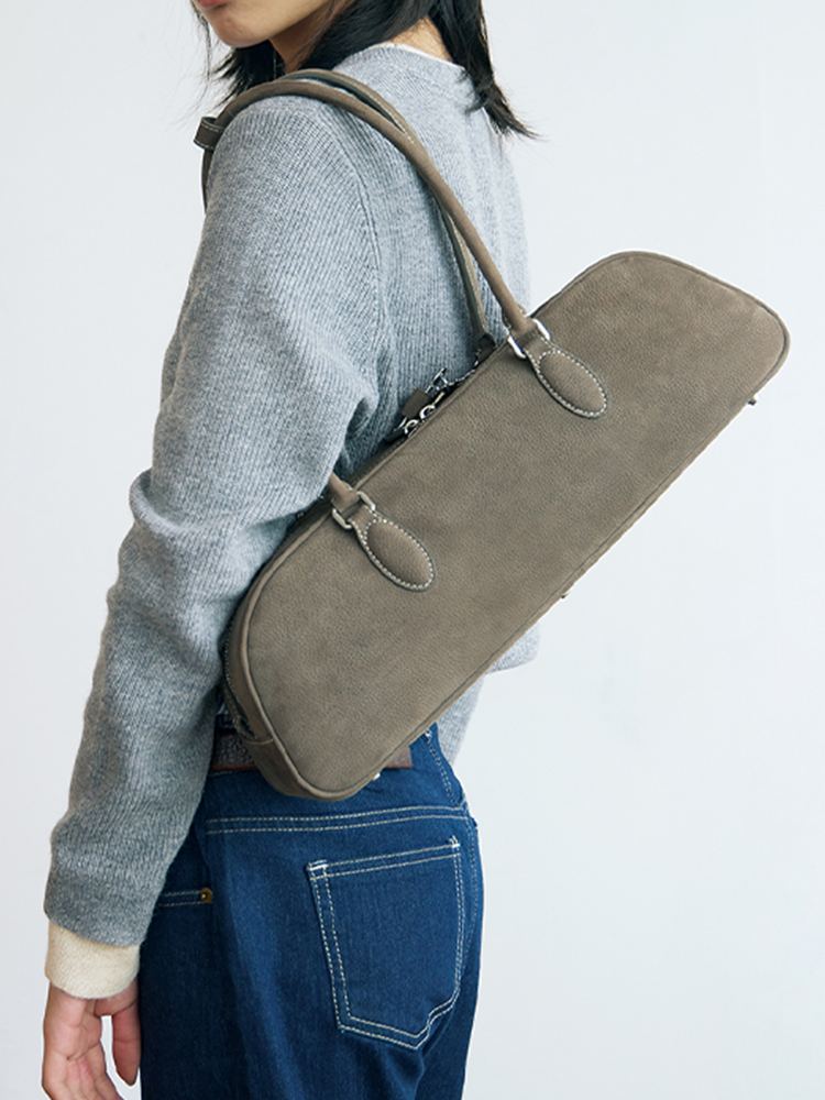 Lychee Leather Baguette Bag