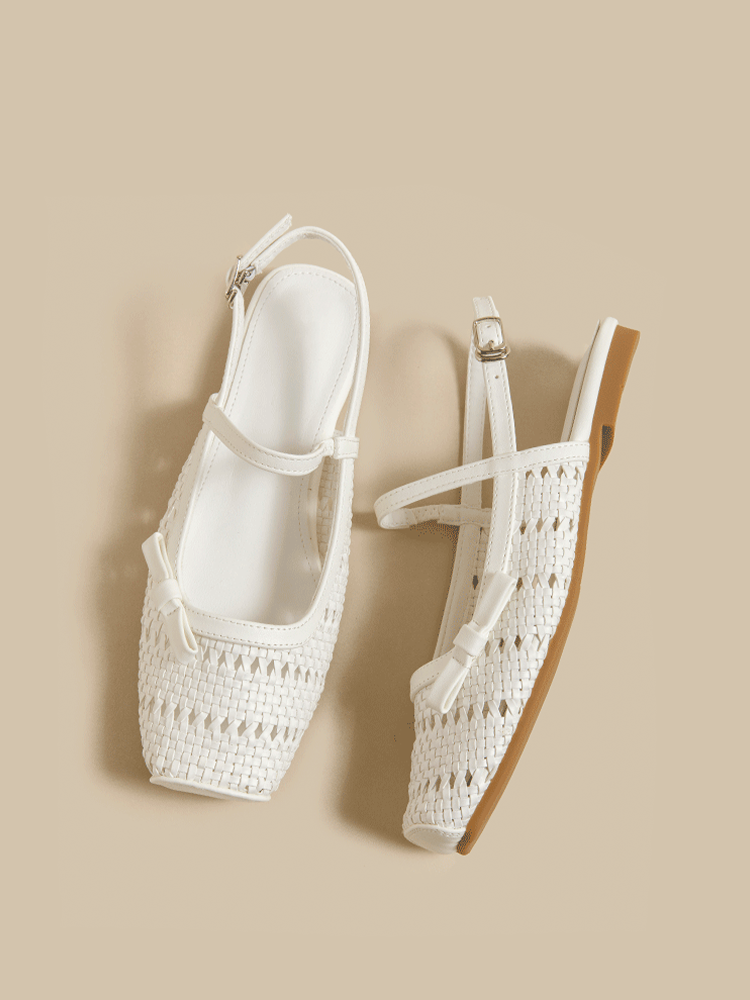 Square Toe Woven Mule Sandals