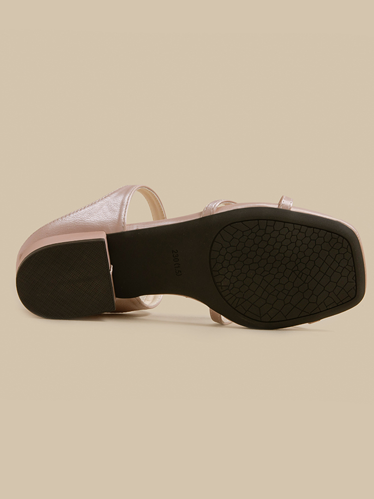 Lambskin Cross-Strap Low Heel Sandals