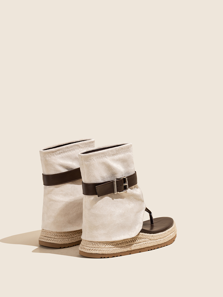 Open-Toe Belted Boots Sandals