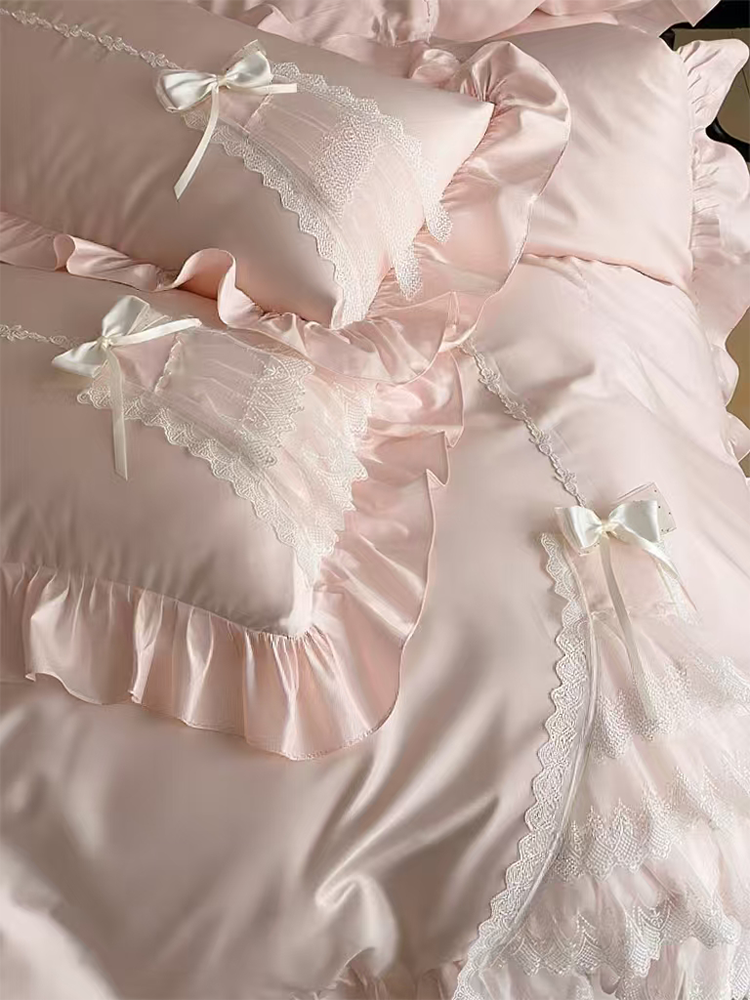 French Sweet Cotton Bedding Set Princess Flat Sheet