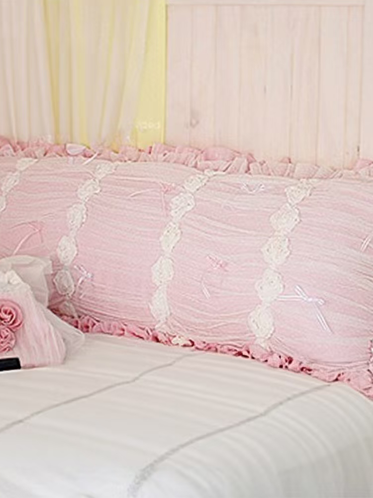 Ruffle Lumbar Pillow Double Size Decorative Cushion