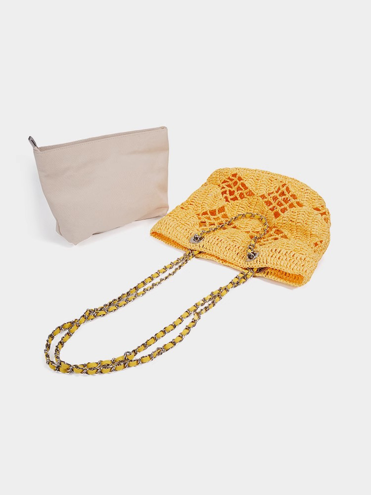 Hollow Woven Bucket Tote Bag