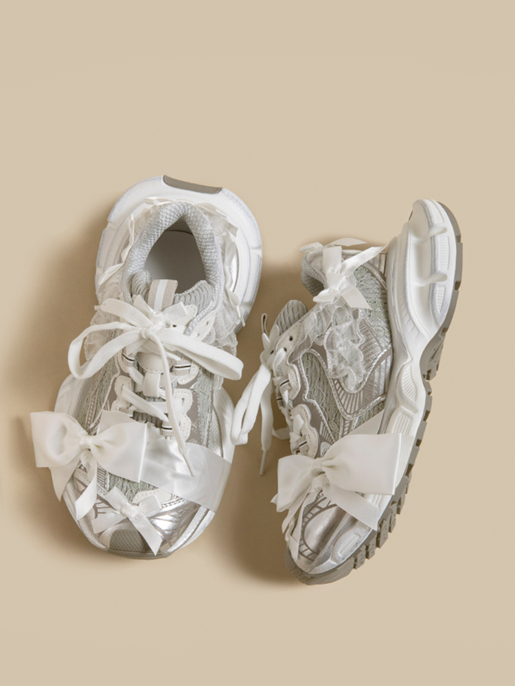 Lace Bow Platform Sneakers