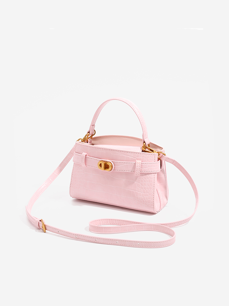 Crocodile Print Leather Kelly Bag