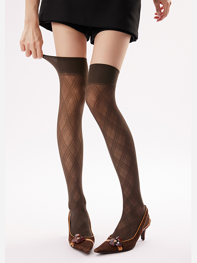 Diamond Grid Mesh Socks Dark Sweet JK Style Thigh Socks