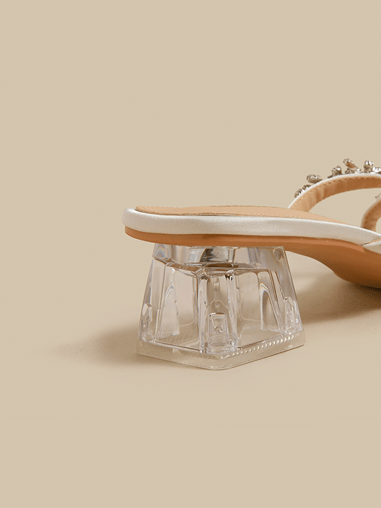 Crystal Heel Mule Sandals