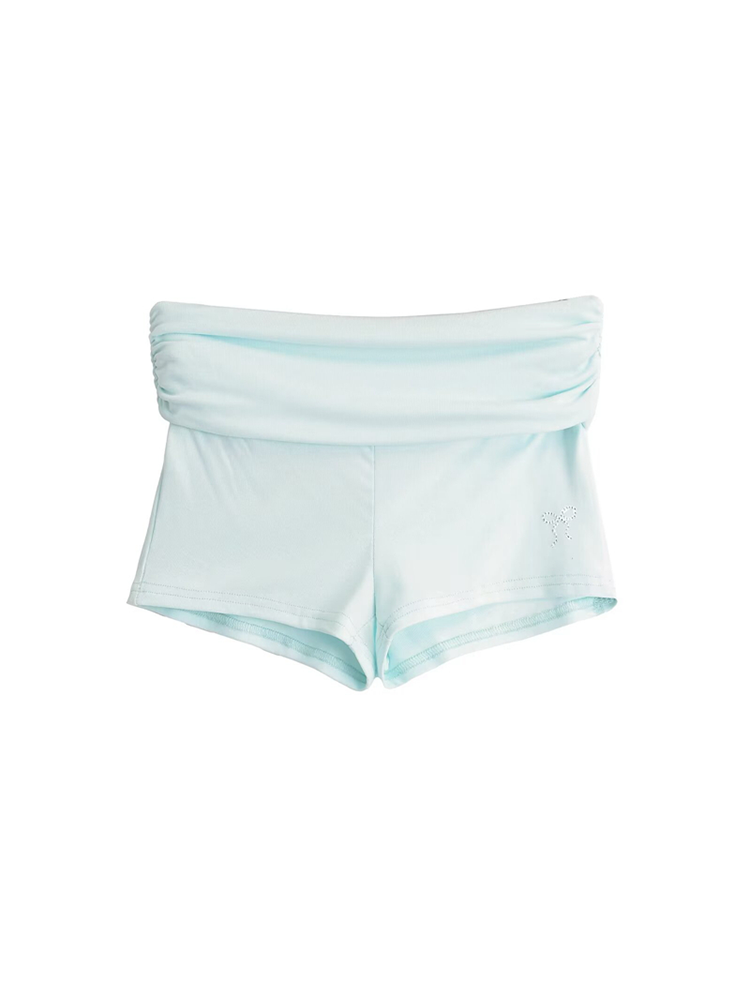 Lace Trim Ruched Cami Top & Rhinestone Hem Pants Set