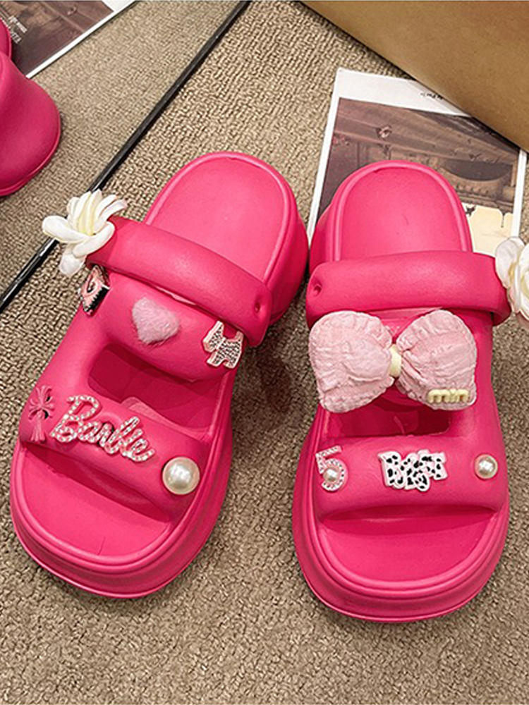 Bow Flower Platform Slides – 2-Way Cute Summer Sandals