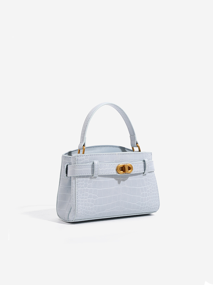 Crocodile Print Leather Kelly Bag