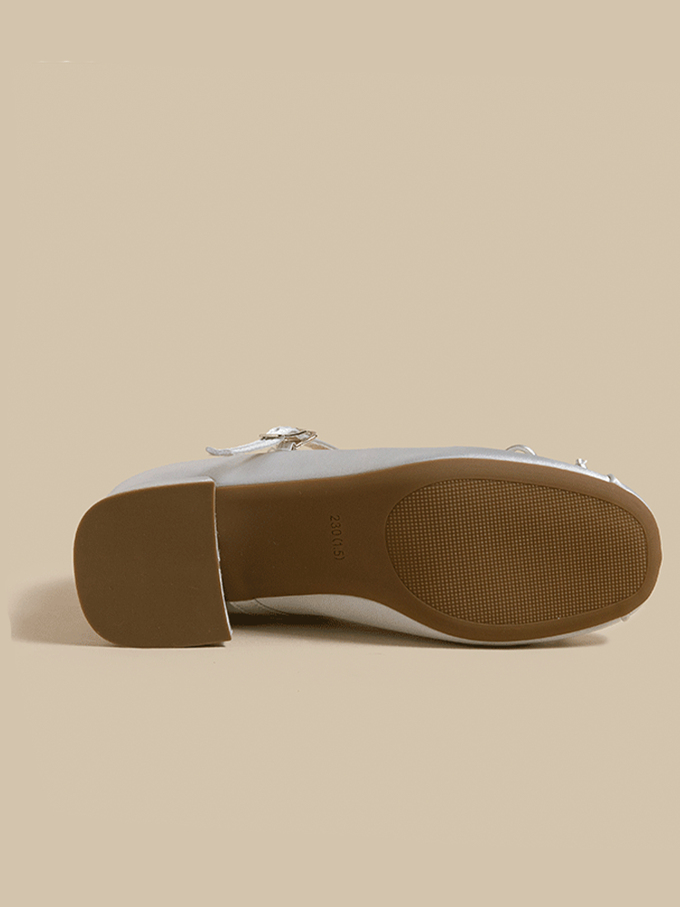 Satin Block Heel Ballet Shoes