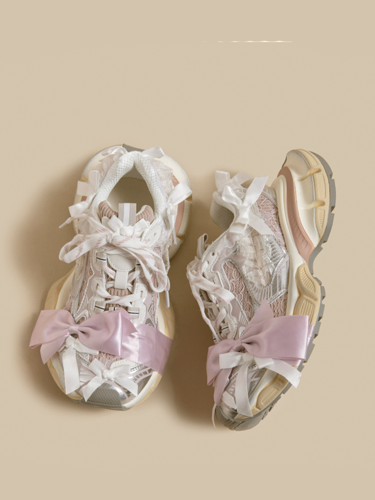 Lace Bow Platform Sneakers