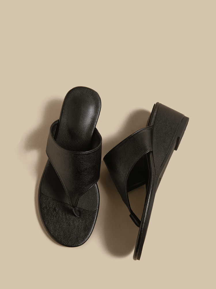 Suede Wedge Toe-Post Sandals